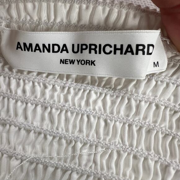 Amanda Uprichard Sicily Ruched Smocked Fit and Flare Mini Dress White Size M - Picture 6 of 16